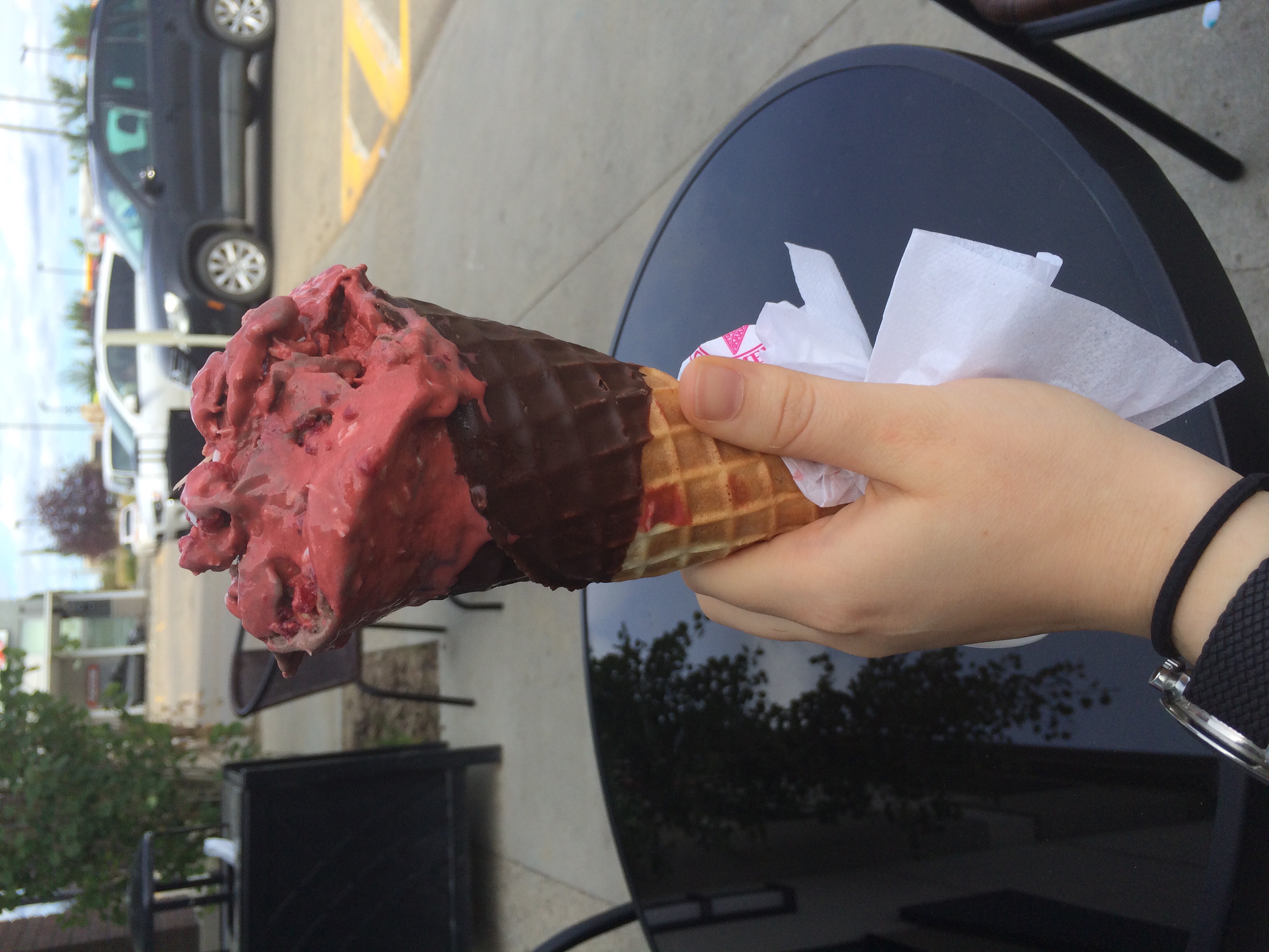 Went for icecream Includes: red velvet icecream dark chocolate icecream almonds coconut shavings raspberry chunks...