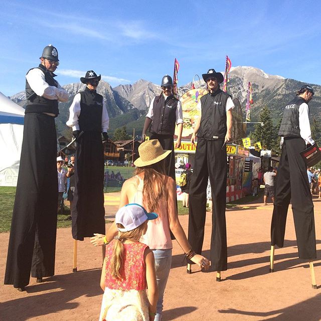 Some stilted police officers keeping the peace at the Canmore Folk Fest.