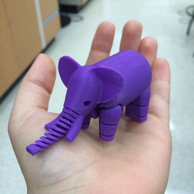 The most adorable 3dprint I've found in the lab. It's a tiny elephant.