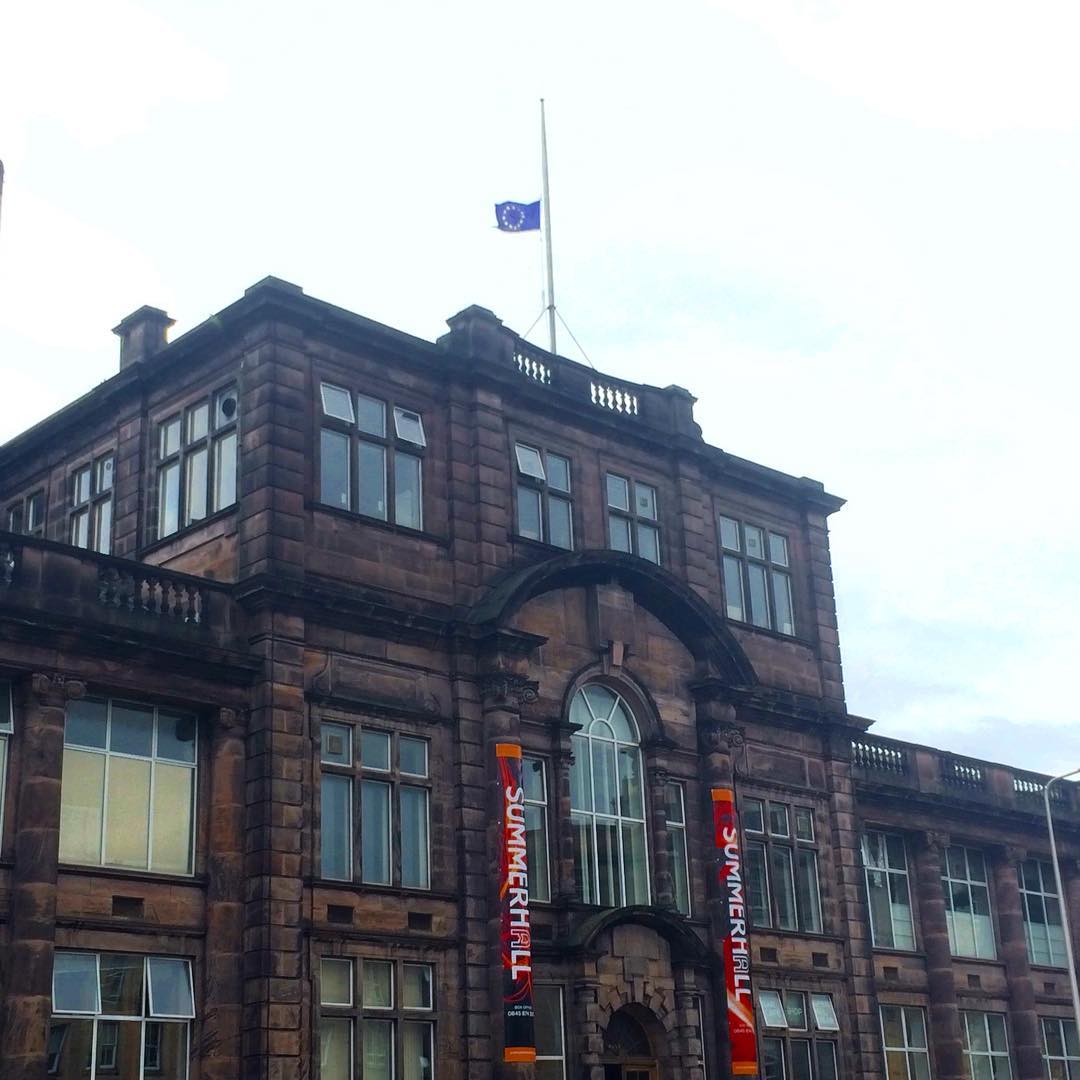 @summerhallery #EU flag at half-mast. Scotland in Mourning. #brexit #EDI