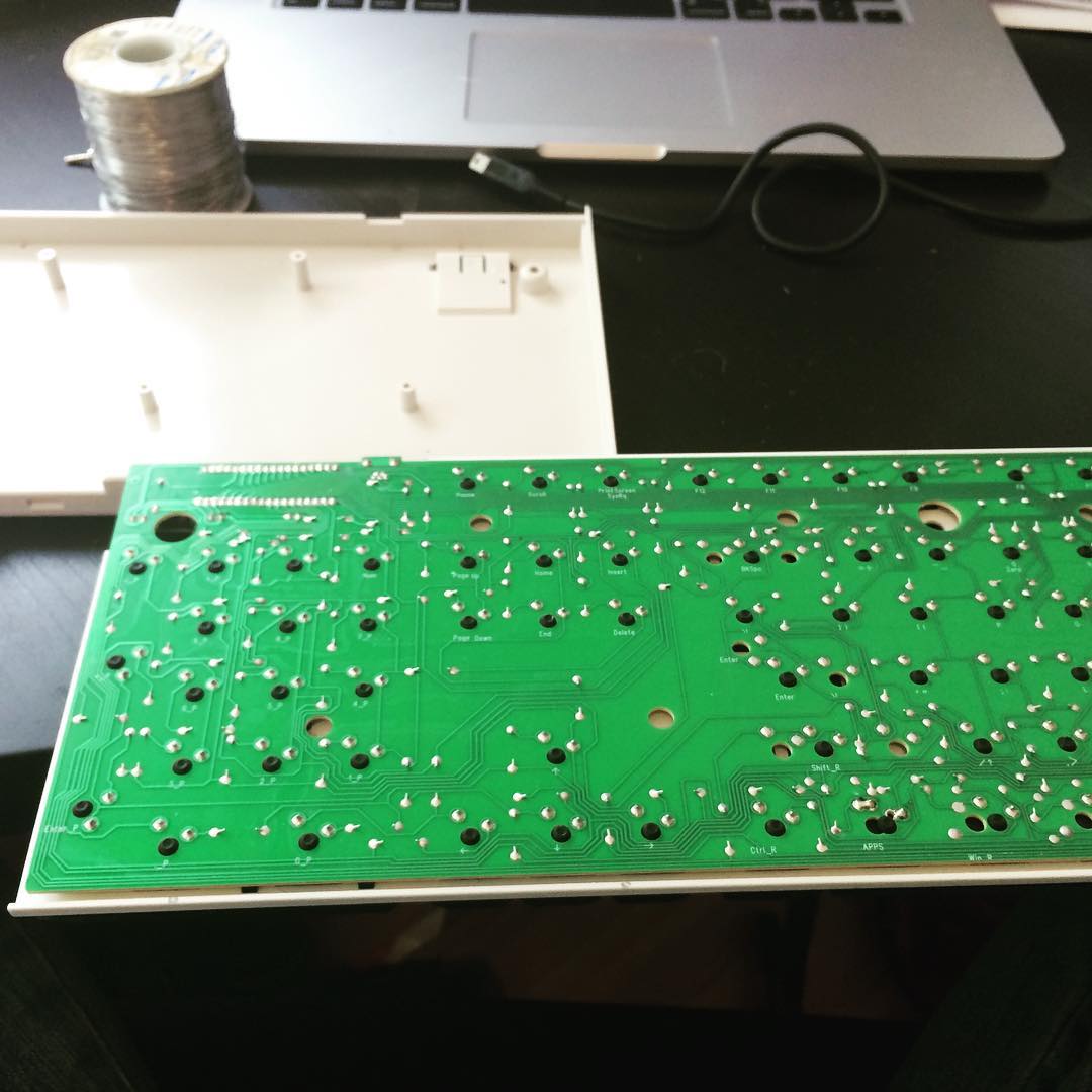 Open PCB surgery to try and extend my poor #cherrymx keyboard. #mechanicalkeyboard #tech