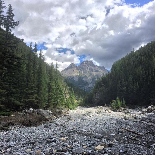 Approach in cougar creek. Getting ready for #climbing. 🏔 #mountains #canmore