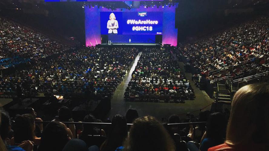 It’s really impressive to see so many women in #tech in the same room for #ghc18. Even the nosebleeds are filled!...