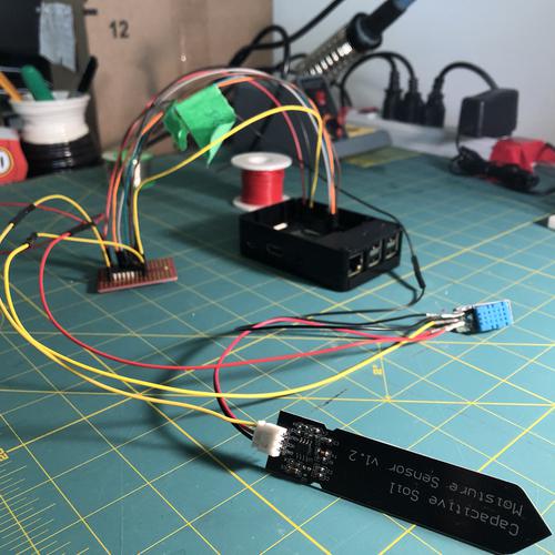 Working on my garden. New sensors to keep a watch over my plants.